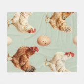 Realistic Chickens Farm Fresh Eggs Pattern Fleecedecke (Vorderseite (Horizontal))