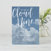 Realistic Clouds Cloud Nine Baby Shower   Einladung (Stehend Vorderseite)