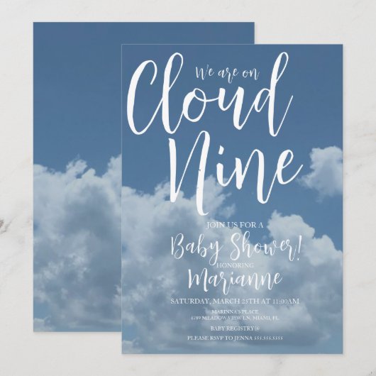 Realistic Clouds Cloud Nine Baby Shower   Einladung (Vorne/Hinten)