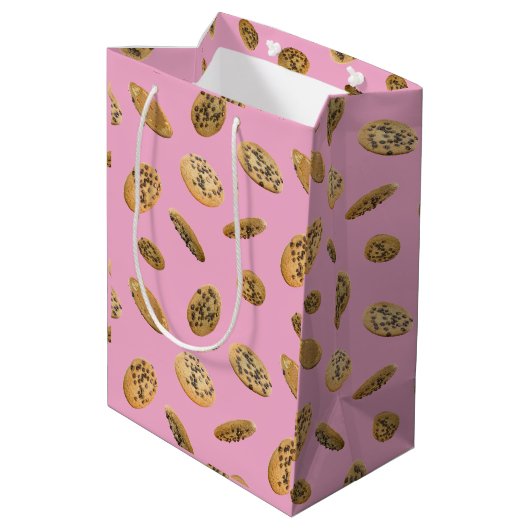 Realistic Cookie Pattern Gift Bag Mittlere Geschenktüte (Rückseite Schrägansicht)