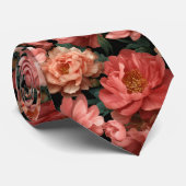 Realistic Coral Peony Floral Pattern Krawatte (Gerollt)