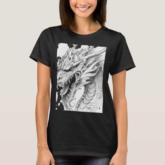 Realistic Dragon Drawing Sticker  T-Shirt (Vorderseite)