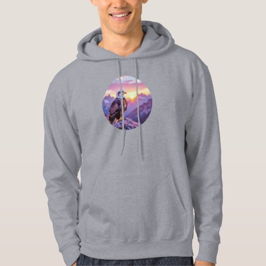 Realistic Eagle on Rock – Majestic Wildlife Scene Hoodie (Vorderseite)