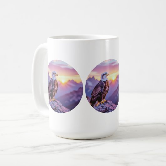 Realistic Eagle on Rock – Majestic Wildlife Scene Kaffeetasse (Vorderseite Links)
