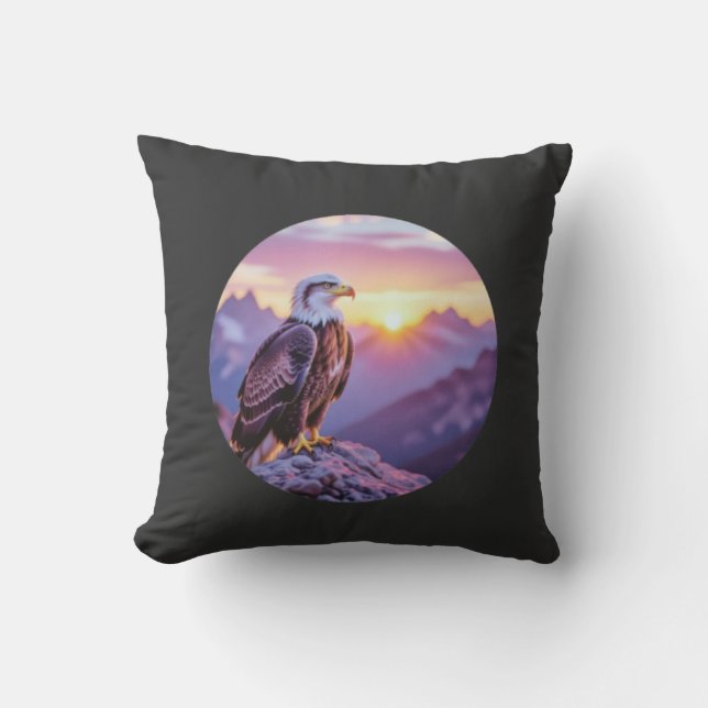 Realistic Eagle on Rock – Majestic Wildlife Scene Kissen (Vorderseite)
