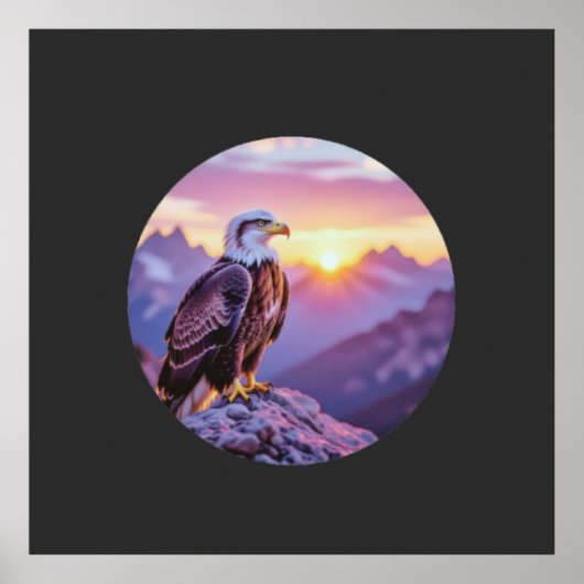 Realistic Eagle on Rock – Majestic Wildlife Scene Poster (Vorne)