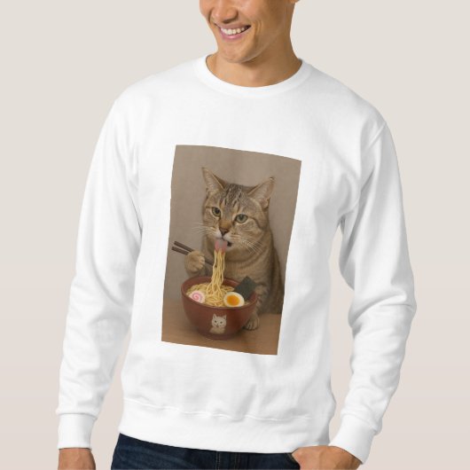Realistic Funny Cat Eating Ramen | Graphic Tee (Vorderseite)