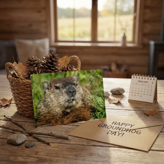 Realistic Groundhog Close Up Nature Wildlife Photo Postkarte