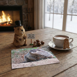 Realistic Groundhog Sitting By Burrow Nature Photo Postkarte