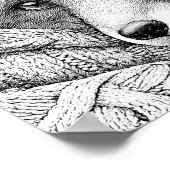 Realistic Knitted Christmas Stocking Fox Coloring Poster (Ecke)