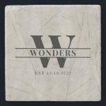 Realistic marble Wood Grain Monogram Wedding Steinuntersetzer<br><div class="desc">Realistic marble Wood Grain Monogram Wedding</div>