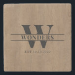 Realistic medium Wood Grain Monogram Wedding Steinuntersetzer<br><div class="desc">Realistic medium Wood Grain Monogram Wedding</div>