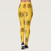 Realistic Minimal Sunflower Pattern Leggings (Rückseite)