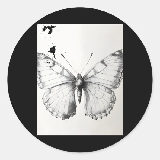 Realistic Monarch Butterfly Pencil Drawing Sticker (Vorderseite)