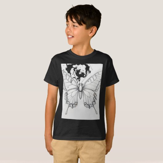 Realistic Monarch Butterfly Pencil Drawing Sticker T-Shirt (Vorne ganz)