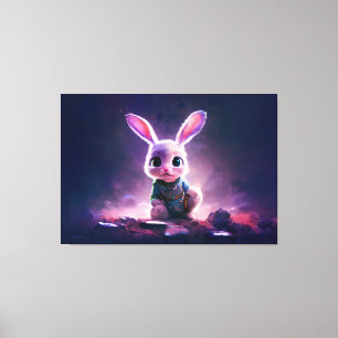Realistic oil painting of a cute bunny leinwanddruck