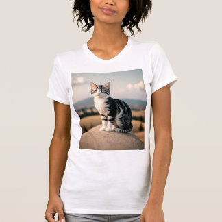 Realistic Outdoor Cat Portrait  T-Shirt