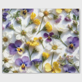 Realistic Pressed Flower Spring Gift Wrap Geschenkpapier (Flach)