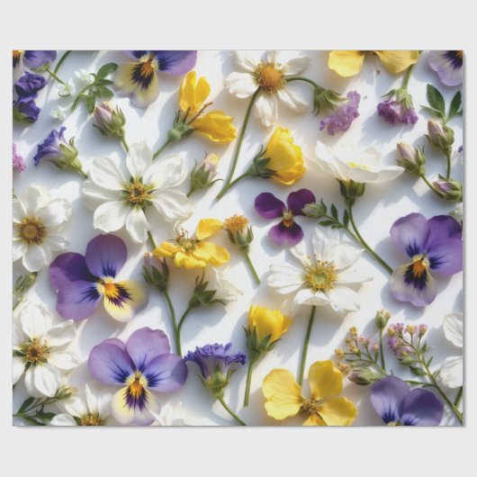 Realistic Pressed Flower Spring Gift Wrap Geschenkpapier (Flach)