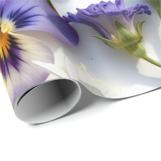 Realistic Pressed Flower Spring Gift Wrap Geschenkpapier (Rolleneckpunkt)