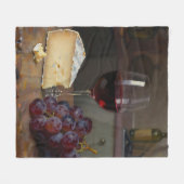 Realistic Red Wine Cheese Grapes Still Life Fleecedecke (Vorderseite (Horizontal))