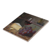 Realistic Red Wine Cheese Grapes Still Life Fliese (Seite)