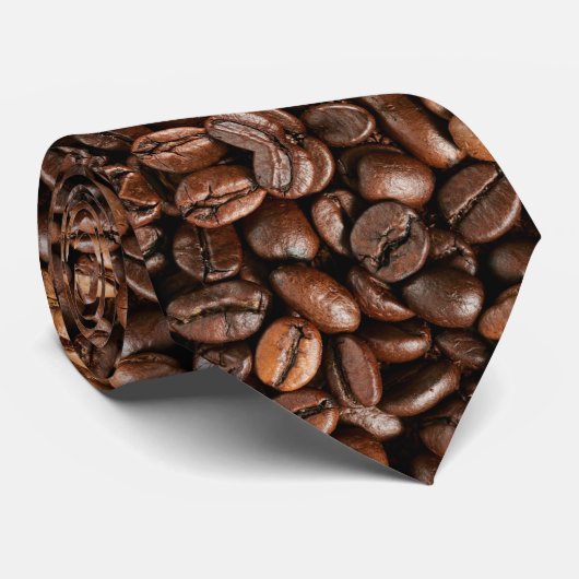 Realistic Roasted Coffee Pattern Krawatte (Gerollt)