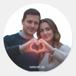 Realistic Romantic Couple Heart Hands Vinyl Sticke Runder Aufkleber