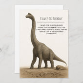 Realistic Sauropod Dinosaur with Fossils Birthday Einladung (Vorne/Hinten)
