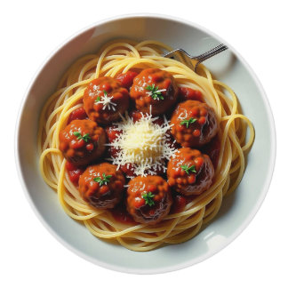 Realistic Spaghetti and Meatballs Food Kitchen Keramikknauf