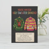 Realistic Ugly Sweater Shindig Knitted Invitation Einladung (Stehend Vorderseite)