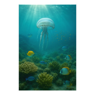 Realistic Underwater Jellyfish in Zakynthos Fotodruck