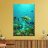 Realistic Underwater Sea Turtle in Zakynthos Leinwanddruck (Insitu (Wohnzimmer))