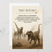 Realistic Velociraptor Pack with Meteor Birthday Einladung (Vorne/Hinten)
