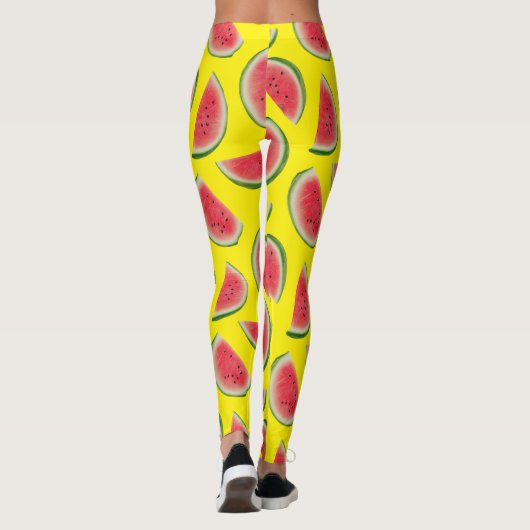 Realistic Watermelon Slice Pattern Design Leggings (Rückseite)