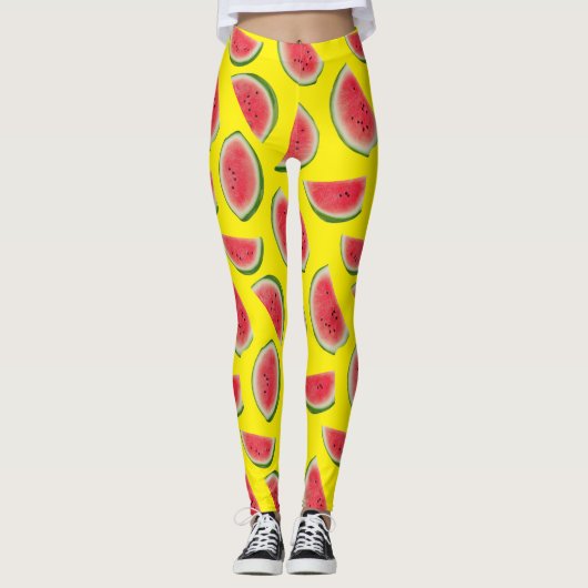 Realistic Watermelon Slice Pattern Design Leggings (Vorderseite)