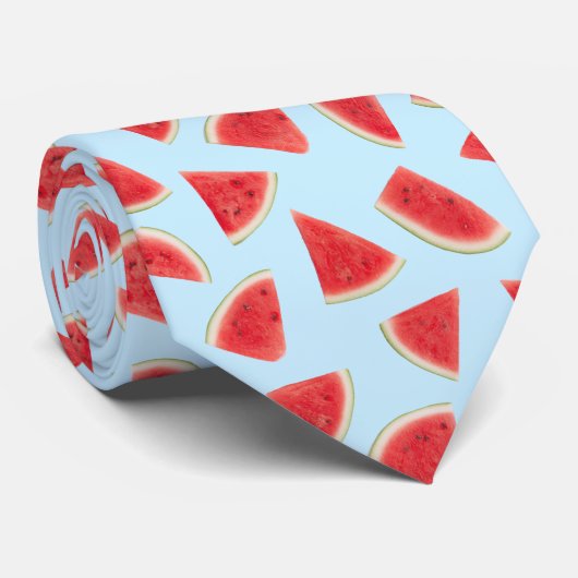 Realistic Watermelon Slice Summer Pattern Krawatte (Gerollt)