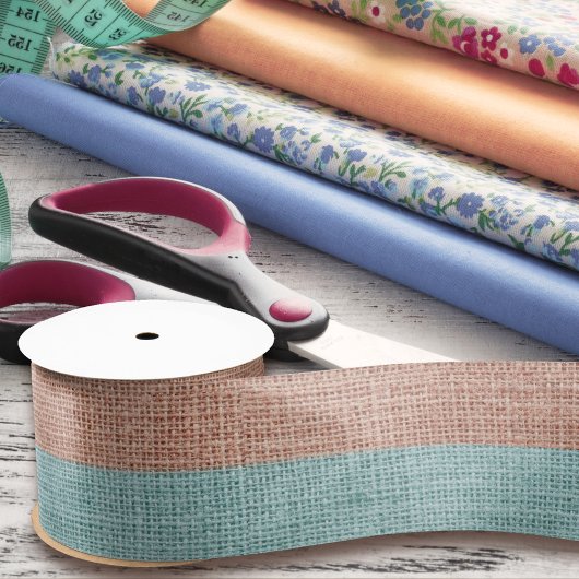 Realistisch Burlap Rustikal Blush Pink & Light Blu Satinband