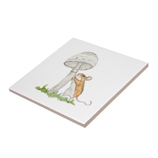 Realistisch eine lustige Feldmaus und Pilz Fliese (Seite)