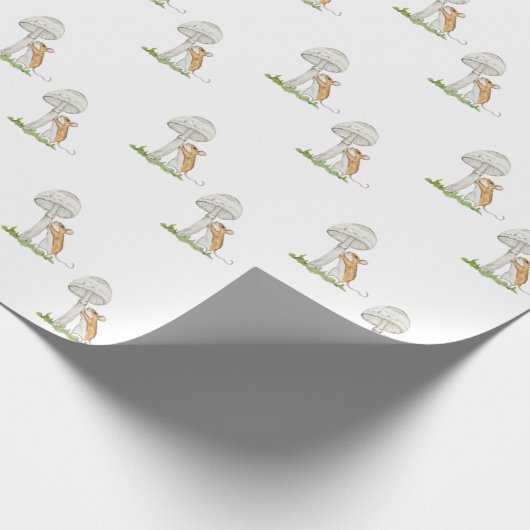 Realistisch eine lustige Feldmaus und Pilz Geschenkpapier (Ecke)
