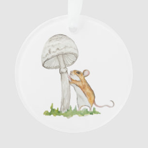 Realistisch eine lustige Feldmaus und Pilz Ornament