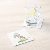 Realistisch eine lustige Feldmaus und Pilz Rechteckiger Pappuntersetzer (Vor Ort)