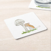 Realistisch eine lustige Feldmaus und Pilz Rechteckiger Pappuntersetzer (angewinkelt)