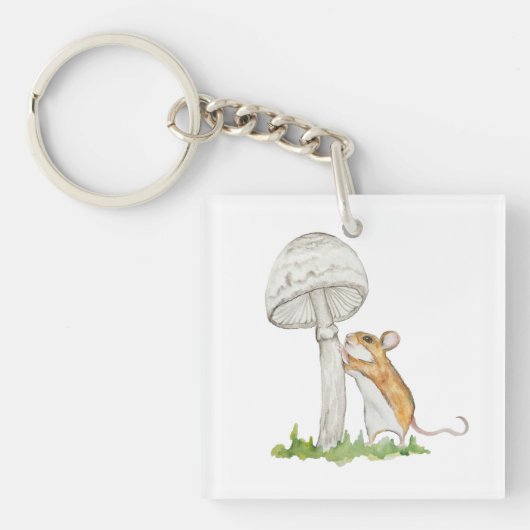Realistisch eine lustige Feldmaus und Pilz Schlüsselanhänger (Vorderseite)