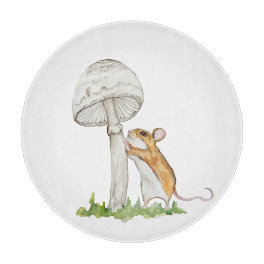 Realistisch eine lustige Feldmaus und Pilz Schneidebrett (Vorderseite)