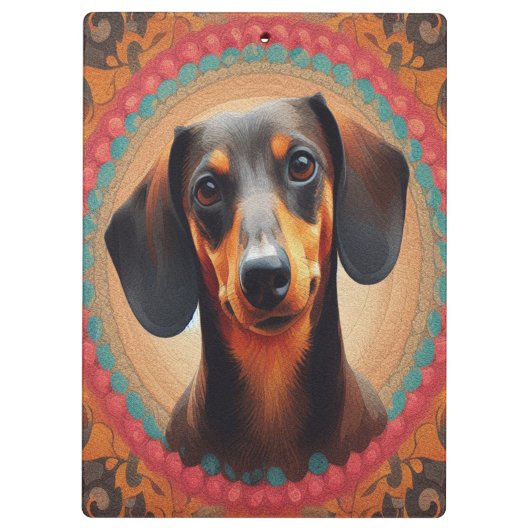Realistisch farbenfrohe Niedliche Dackel Hundelieb Klemmbrett (Rückseite)