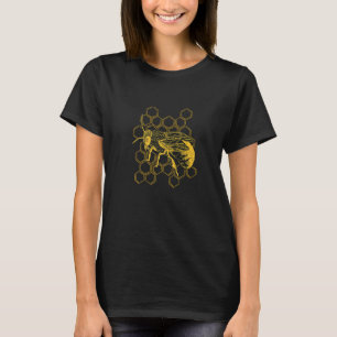 Realistisch-Gelbe Bienenlinien Niedliche Bee Brood T-Shirt