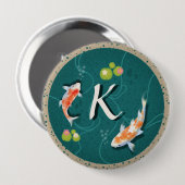 Realistisch grüner japanischer Koi-Fischteich Button (Vorne & Hinten)