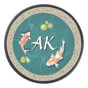 Realistisch grüner japanischer Koi-Fischteich Eishockey Puck