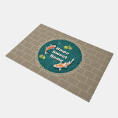 Realistisch grüner japanischer Koi-Fischteich Fußmatte (Schrägansicht)